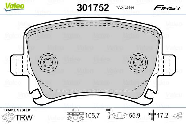 VALEO 301752 Kit pastiglie freno, Freno a disco