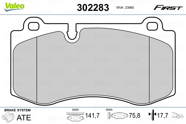 VALEO 302283 Kit pastiglie freno, Freno a disco