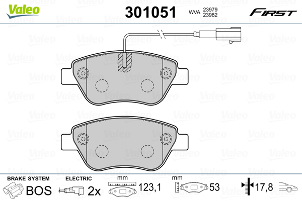 VALEO 301051 Kit pastiglie freno, Freno a disco