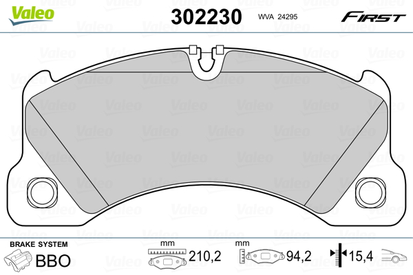 VALEO 302230 Kit pastiglie freno, Freno a disco