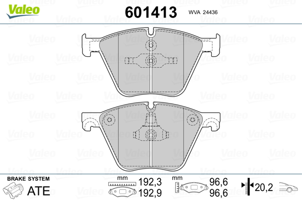 VALEO 601413 Kit pastiglie freno, Freno a disco