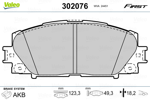 VALEO 302076 Kit pastiglie freno, Freno a disco