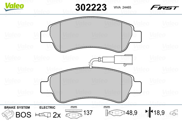 VALEO 302223 Kit pastiglie freno, Freno a disco