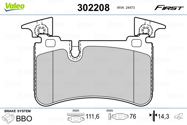 VALEO 302208 Kit pastiglie freno, Freno a disco