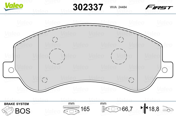 VALEO 302337 Kit pastiglie freno, Freno a disco