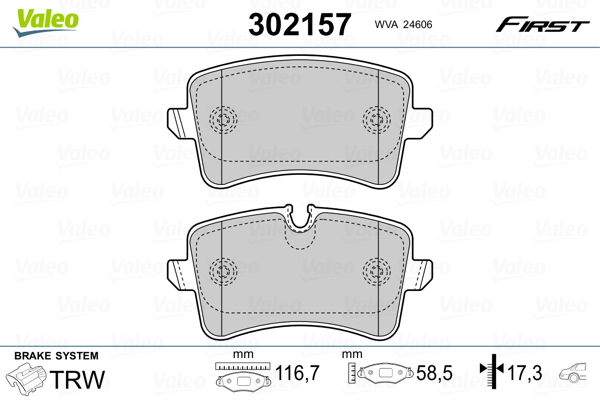 VALEO 302157 Kit pastiglie freno, Freno a disco