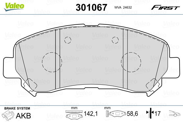 VALEO 301067 Kit pastiglie freno, Freno a disco