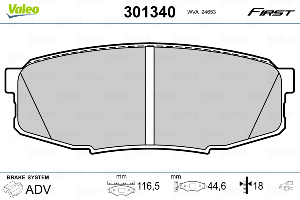 VALEO 301340 Kit pastiglie freno, Freno a disco