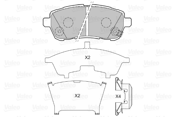 VALEO 601493 Kit pastiglie freno, Freno a disco