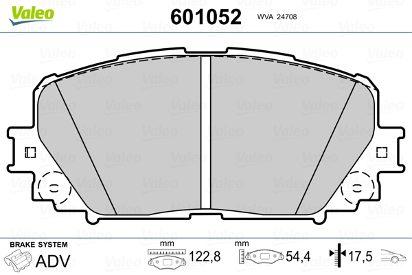 VALEO 601052 Kit pastiglie freno, Freno a disco