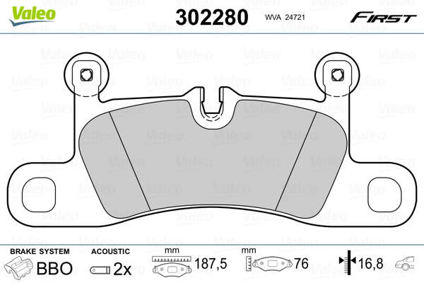 VALEO 302280 Kit pastiglie freno, Freno a disco