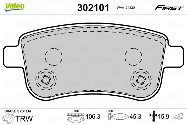 VALEO 302101 Kit pastiglie freno, Freno a disco