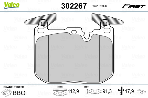 VALEO 302267 Kit pastiglie freno, Freno a disco