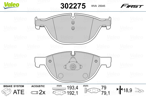 VALEO 302275 Kit pastiglie freno, Freno a disco