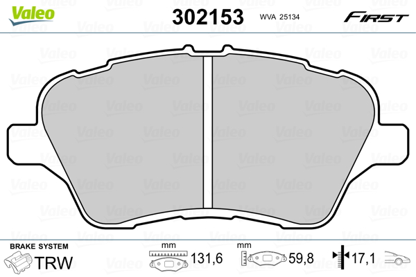 VALEO 302153 Kit pastiglie freno, Freno a disco-Kit pastiglie freno, Freno a disco-Ricambi Euro