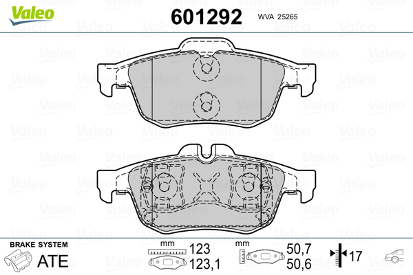 VALEO 601292 Kit pastiglie freno, Freno a disco