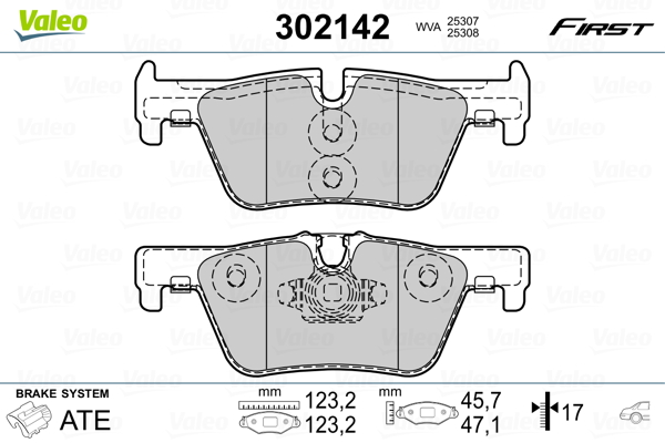 VALEO 302142 Kit pastiglie freno, Freno a disco