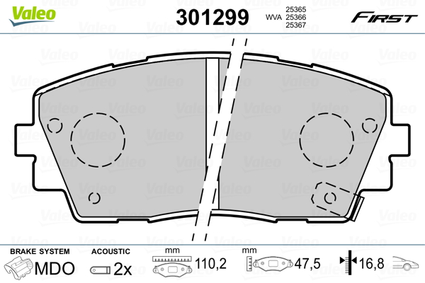 VALEO 301299 Kit pastiglie freno, Freno a disco