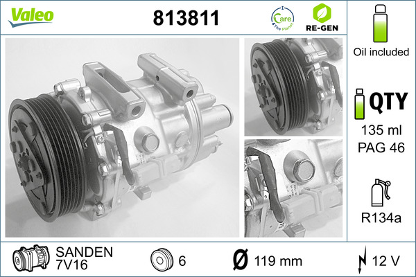 VALEO 813811 VALEO RE-GEN REMANUFACTURED Compressor, air conditioning