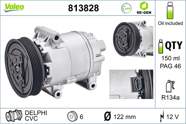 VALEO 813828 VALEO RE-GEN REMANUFACTURED Compressor, air conditioning