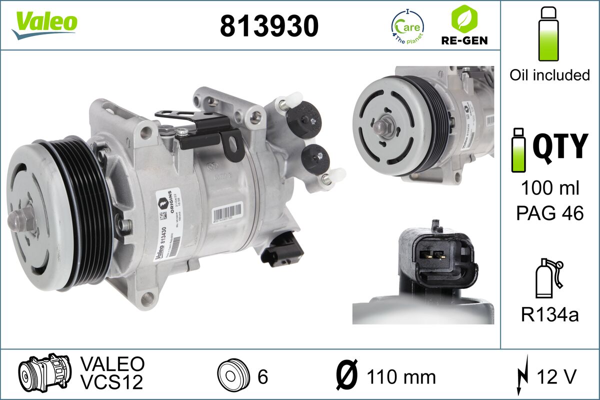 VALEO 813930 VALEO RE-GEN REMANUFACTURED Compressor, air conditioning