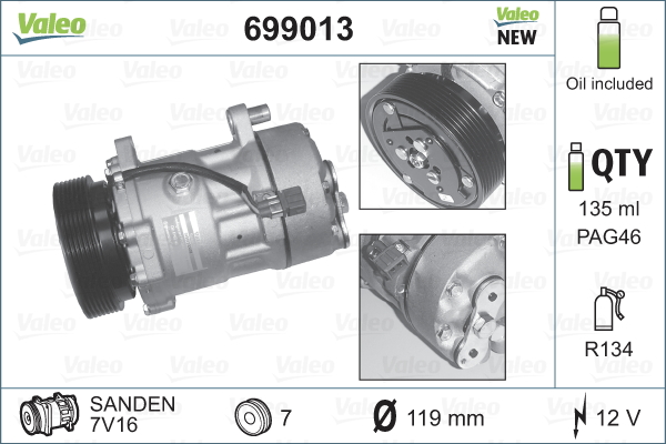 VALEO 699013 Compressore, Climatizzatore