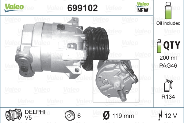 VALEO 699102 Compressore, Climatizzatore