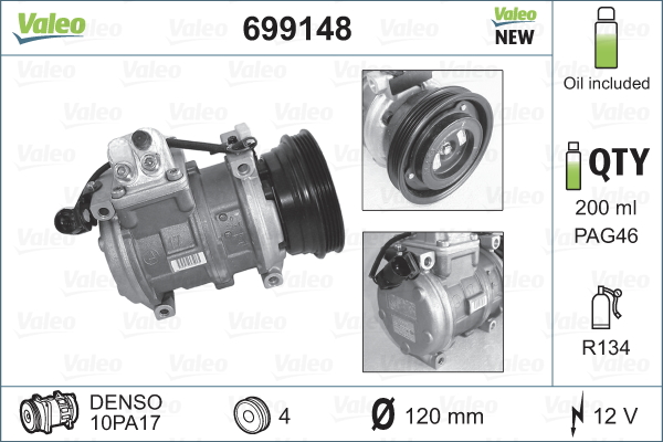 VALEO 699148 Compressore, Climatizzatore