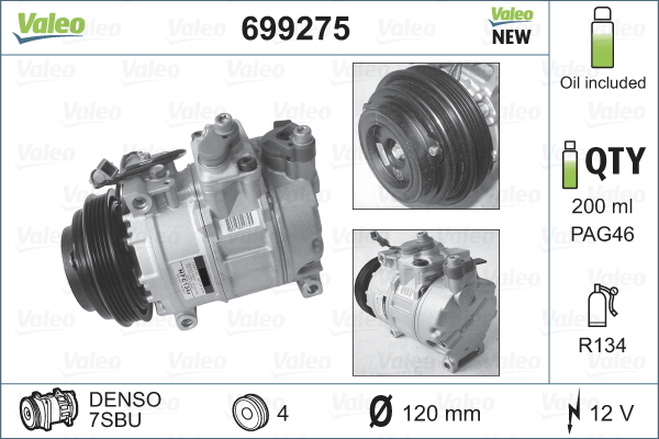 VALEO 699275 Compressore, Climatizzatore-Compressore, Climatizzatore-Ricambi Euro