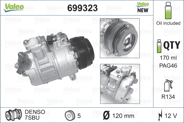 VALEO 699323 Compressore, Climatizzatore-Compressore, Climatizzatore-Ricambi Euro