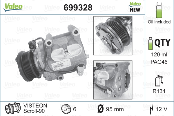 VALEO 699328 Compressore, Climatizzatore-Compressore, Climatizzatore-Ricambi Euro