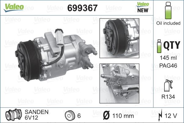 VALEO 699367 Compressore, Climatizzatore