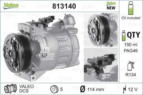 VALEO 813140 Compressore, Climatizzatore-Compressore, Climatizzatore-Ricambi Euro