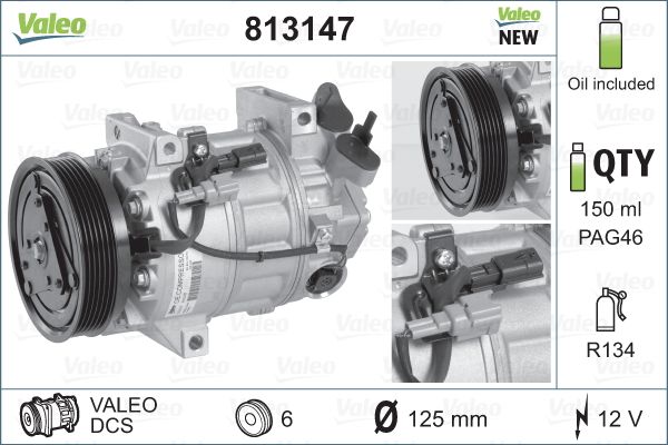 VALEO 813147 Compressore, Climatizzatore-Compressore, Climatizzatore-Ricambi Euro