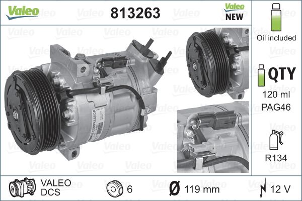 VALEO 813263 Compressore, Climatizzatore-Compressore, Climatizzatore-Ricambi Euro
