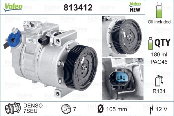 VALEO 813412 Compressore, Climatizzatore-Compressore, Climatizzatore-Ricambi Euro