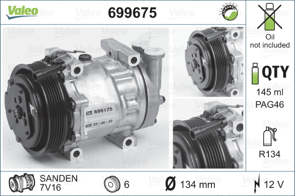 VALEO 699675 Compressore, Climatizzatore-Compressore, Climatizzatore-Ricambi Euro