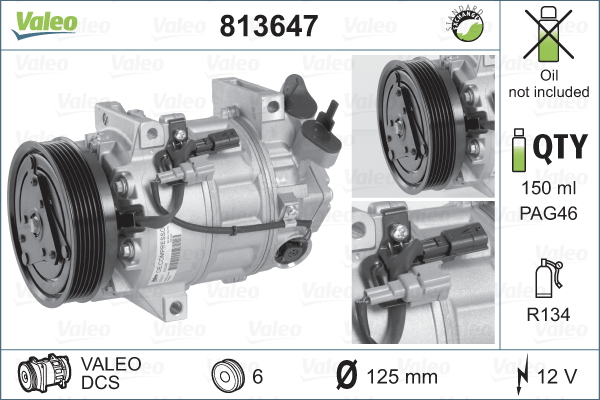 VALEO 813647 Compressore, Climatizzatore