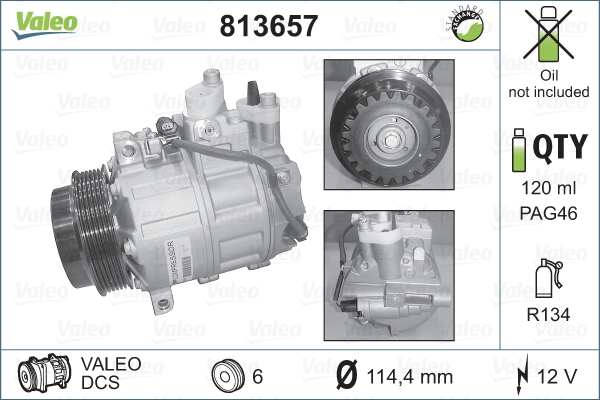 VALEO 813657 Compressore, Climatizzatore-Compressore, Climatizzatore-Ricambi Euro
