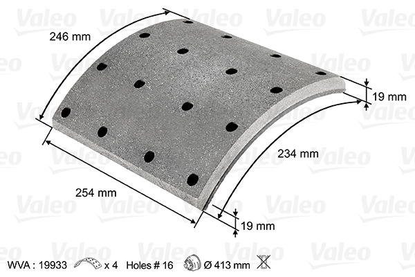 VALEO 219933 Kit materiale d'attrito, Freno a tamburo