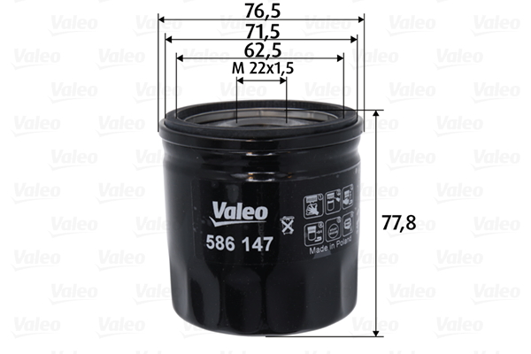 VALEO 586147 olajszűrő CITROËN FORD FORD AUSTRALIA LAND ROVER PEUGEOT
