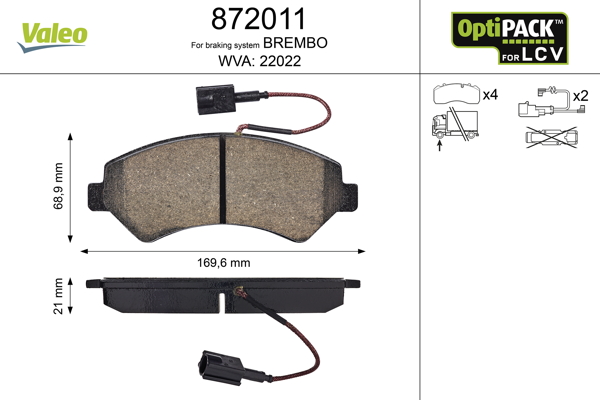 VALEO 872011 Kit pastiglie...