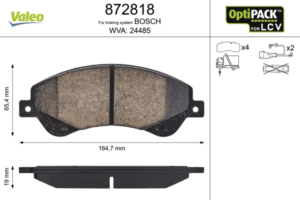 VALEO 872818 Kit pastiglie...