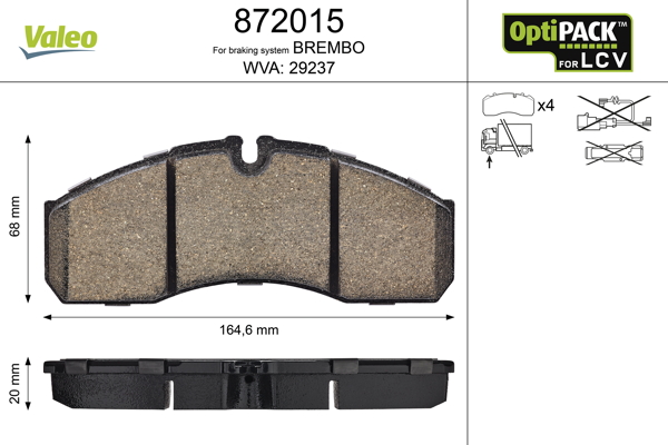 VALEO 872015 Kit pastiglie...