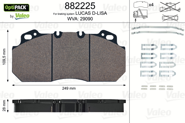 VALEO 882225 Kit pastiglie...