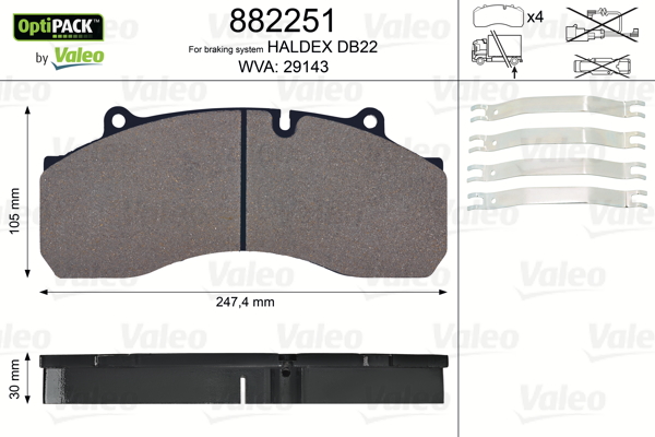 VALEO 882251 Kit pastiglie...