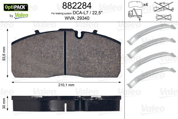 VALEO 882284 Kit pastiglie...