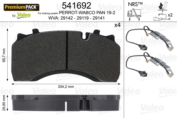 VALEO 541692 Kit pastiglie freno, Freno a disco