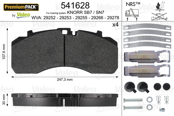 VALEO 541628 Kit pastiglie freno, Freno a disco