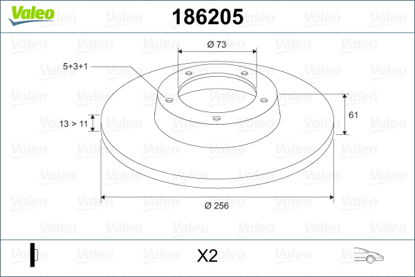 VALEO 186205 Bromsskiva